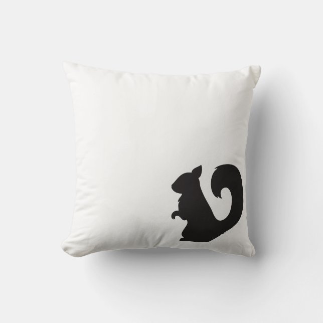 Squirrel critter woodland animal black silhouette cushion (Front)