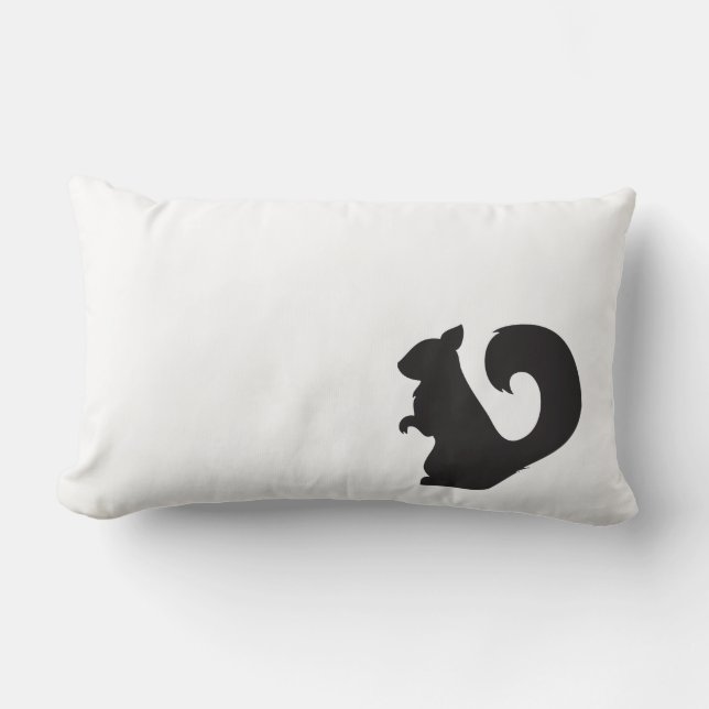 Squirrel critter woodland animal black silhouette lumbar cushion (Front)