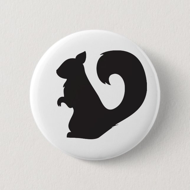 Squirrel critter woodland silhouette graphic 6 cm round badge (Front)