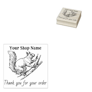 Squirrel Custom THANK YOU FOR YOUR ORDER Stamper Rubber Stamp