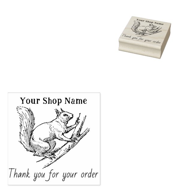 Squirrel Custom THANK YOU FOR YOUR ORDER Stamper  Rubber Stamp (Stamped)