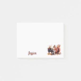 Squirrel Cute Animal and a Piano Personalised Name Post-it Notes