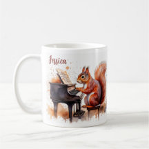 Squirrel Cute Animal and Piano Personalised Name