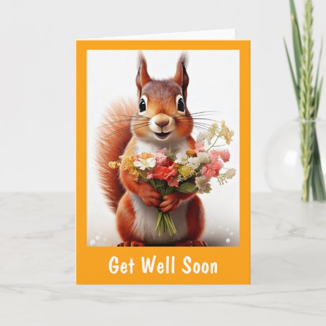 Squirrel Cute Animal Get Well Soon Thank You Card (Front)