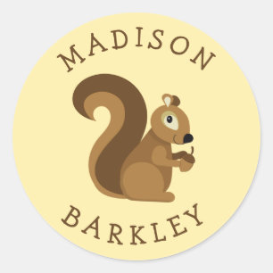 Squirrel Cute Kid's Woodland Classic Round Sticker