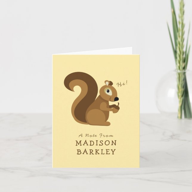 Squirrel Cute Kid's Woodland Note Card (Front)