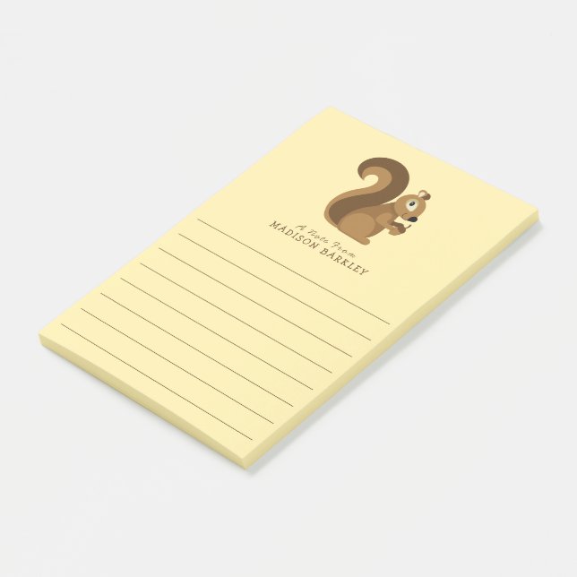 Squirrel Cute Kid's Woodland Post-it Notes (Angled)