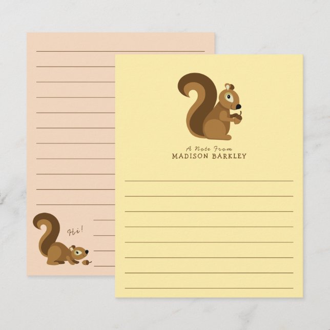 Squirrel Cute Kid's Woodland Thank You Card (Front/Back)