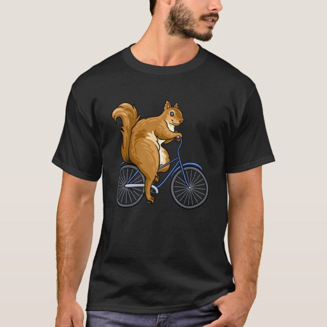 Squirrel  Cute Squirrel Tee Squirrel Riding Bike (Front)