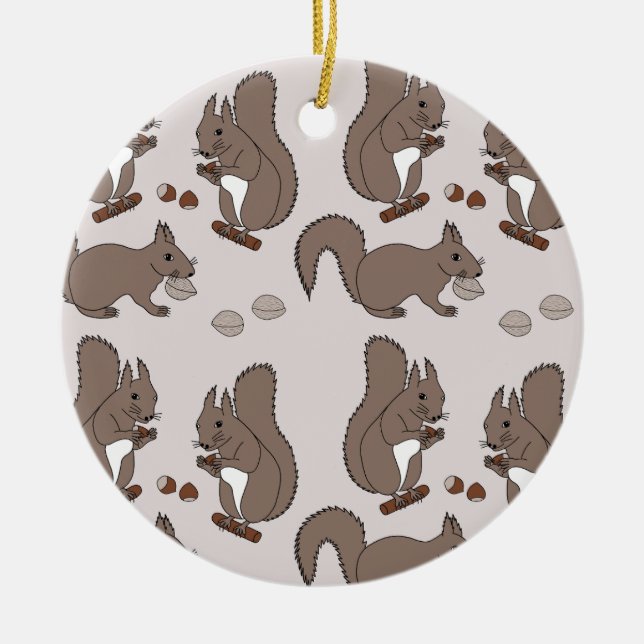 Squirrel design dark ceramic tree decoration (Front)