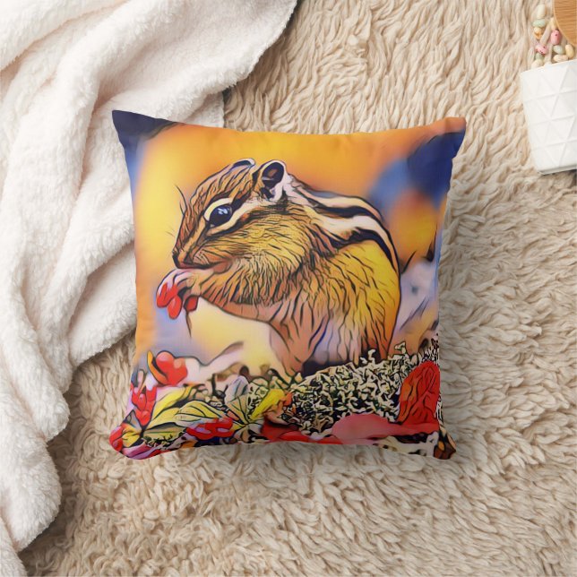 Squirrel Digital Art Painting Throw Pillow (Blanket)