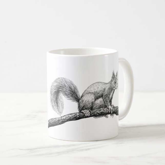 Squirrel drawing coffee mug (Front Right)