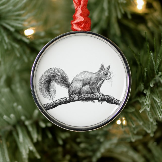 Squirrel drawing metal tree decoration (Tree)