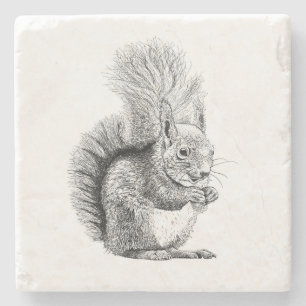 Squirrel Drawing Stone Coaster