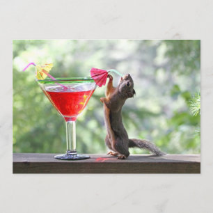 Squirrel Drinking a Cocktail at Happy Hour Invitation