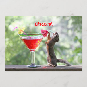 Squirrel Drinking a Cocktail at Happy Hour Invitation