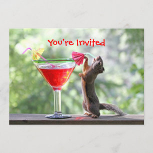 Squirrel Drinking a Cocktail at Happy Hour Invitation