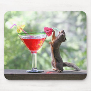 Squirrel Drinking a Cocktail at Happy Hour Mouse Mat