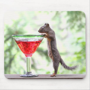 Squirrel Drinking a Cocktail Mouse Mat