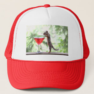 Squirrel Drinking a Cocktail Trucker Hat