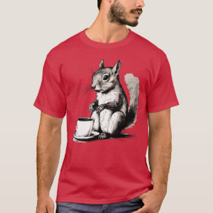 Squirrel drinking coffee funny T-Shirt