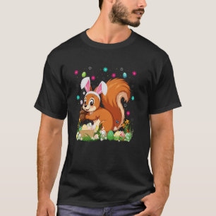 Squirrel Easter Egg Hunt Bunny Ear Squirrel Happy T-Shirt
