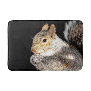 Squirrel eating a nut bath mat