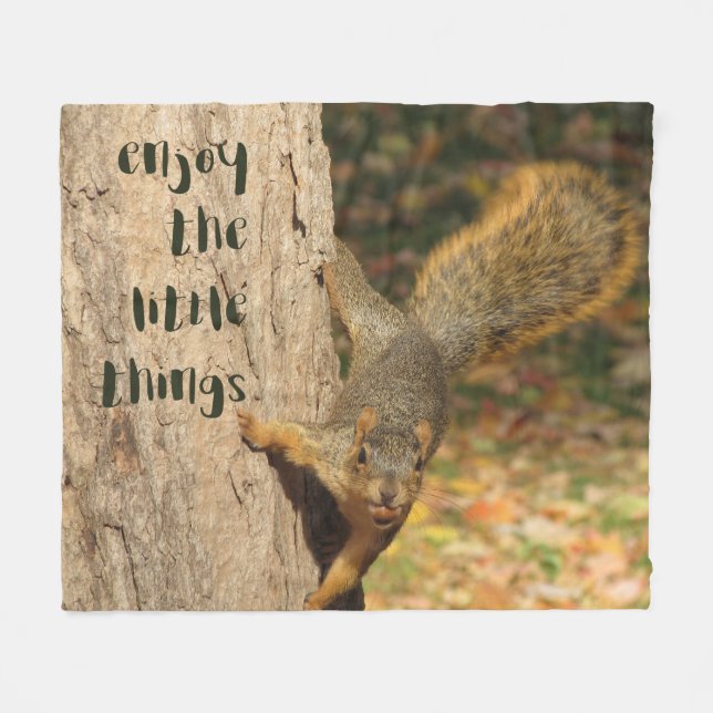 Squirrel Enjoy the little things Fleece Throw (Front (Horizontal))