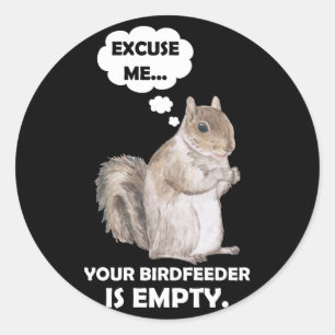 Squirrel Excuse Me Your BirdFeeder Is Empty Classic Round Sticker