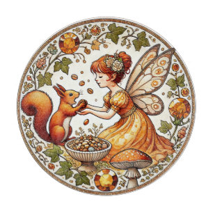 Squirrel Fairy Illustration Cutting Board