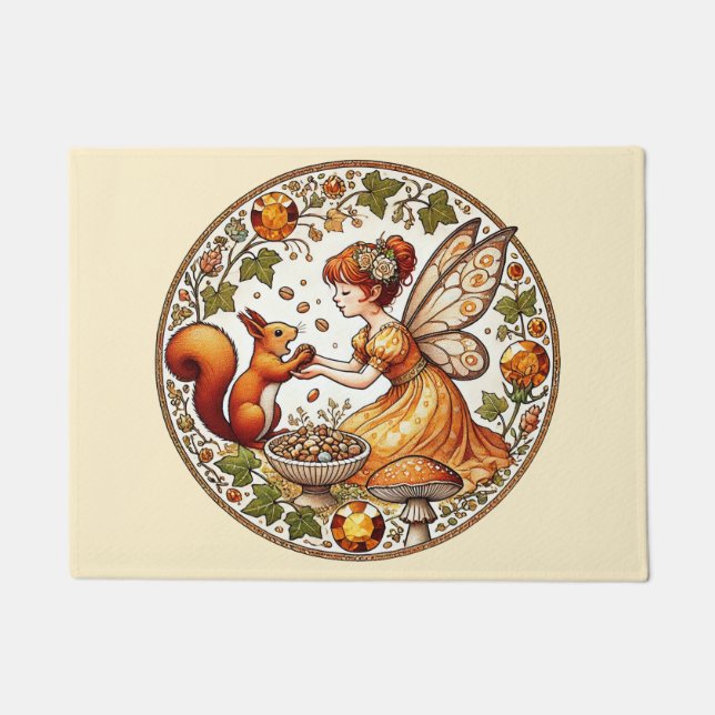Squirrel Fairy Illustration                        Doormat (Front)