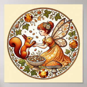 Squirrel Fairy Illustration                        Poster