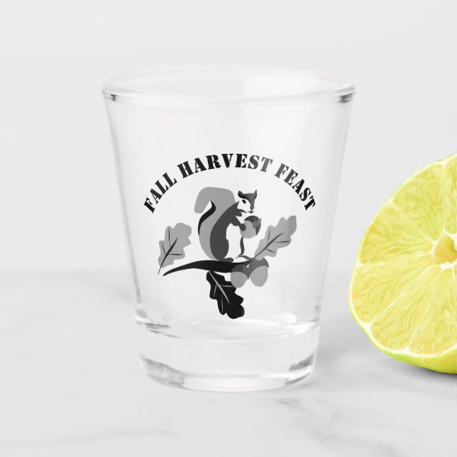 Squirrel Fall Harvest Feast Shot Glass (Front)