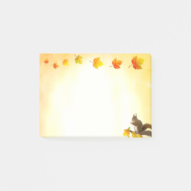 Squirrel & Fall Leaves Post-it Notes (Front)