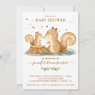 Squirrel Family Mummy Baby Invitation