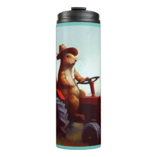 Squirrel Farmer on a Tractor Thermal Tumbler