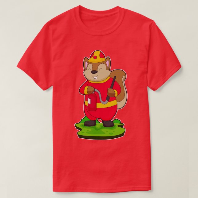 Squirrel Firefighter Fire hose T-Shirt (Design Front)
