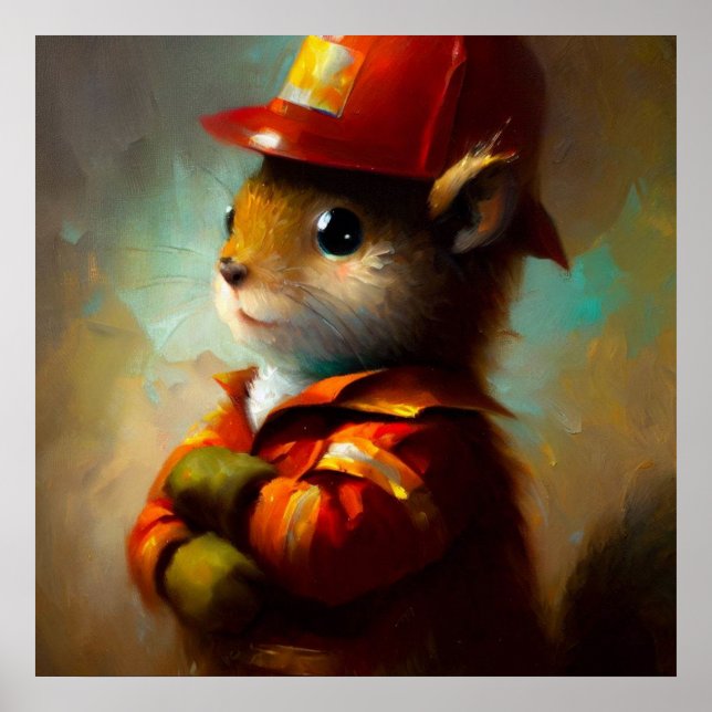 Squirrel Firefighter Poster (Front)