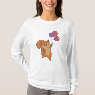 Squirrel Forest Animal Flies Balloons T-Shirt