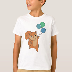 Squirrel Forest Animal Flies Balloons T-Shirt