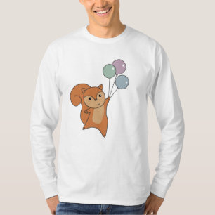 Squirrel Forest Animal Flies Balloons T-Shirt