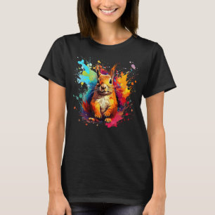 Squirrel Forest Animal Lover Colourful Splash Art T-Shirt