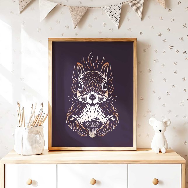 Squirrel | Forest Animal Squirrel Wall Print  (Woodland Squirrel Nursery Wall Art Poster Print by TinkPrints.)