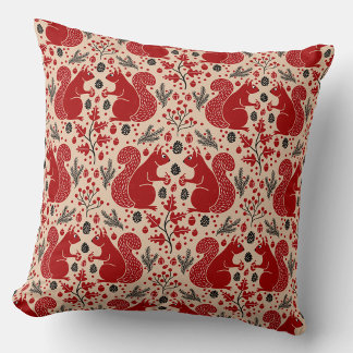 Squirrel Forest Woodland Pattern Cushion