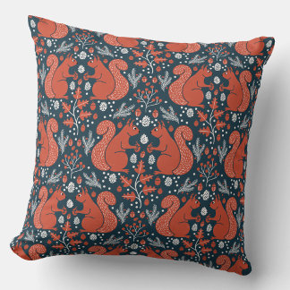 Squirrel Forest Woodland Pattern Cushion