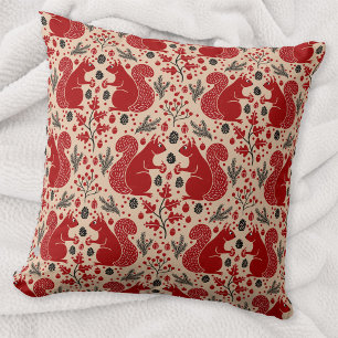 Squirrel Forest Woodland Pattern Cushion