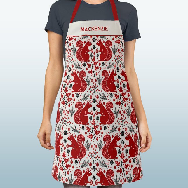 Squirrel Forest Woodland Personalised Name Apron (Creator Uploaded)