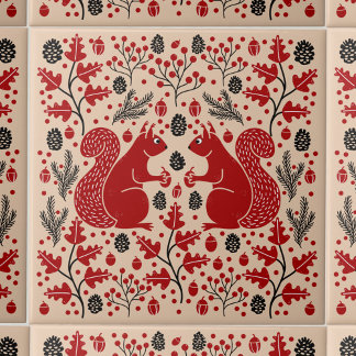 Squirrel Forest Woodland Tile