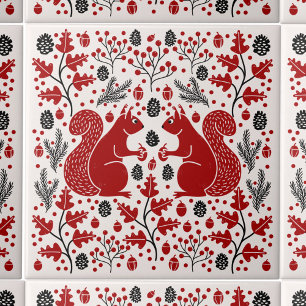 Squirrel Forest Woodland Tile