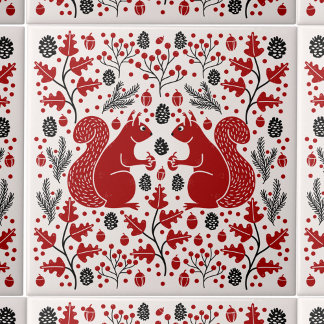 Squirrel Forest Woodland Tile